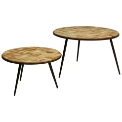 Table basse gigogne ronde (lot de 2) en teck - Wally