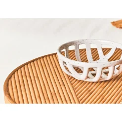 Table basse (lot de 2) en bambou, rotin et pieds en fer noir - Saori