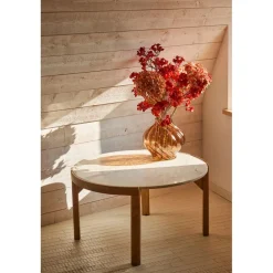 Table basse rond en manguier et marbre naturel et blanc d80cm - Agate