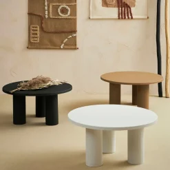 Table basse ronde 3 pieds en fer beige d70xh35cm - Organic