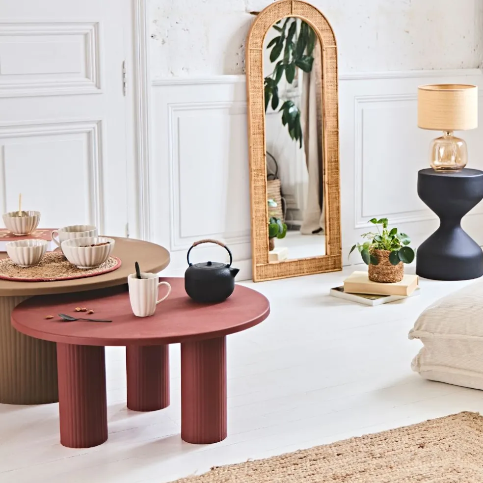 Table basse ronde 3 pieds en fer terracotta d70xh35cm - Minimal