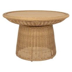 Table basse ronde effet cannage naturel d70cm - Malaya