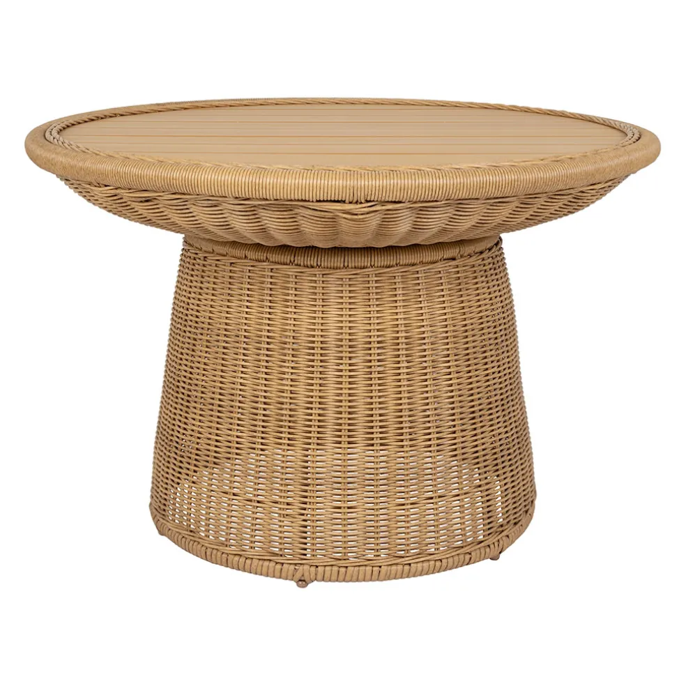 Table basse ronde effet cannage naturel d70cm - Malaya
