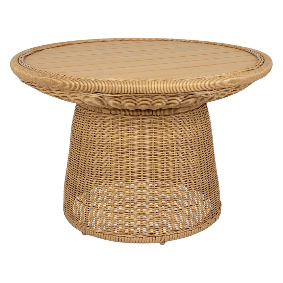 Table basse ronde effet cannage naturel d70cm - Malaya