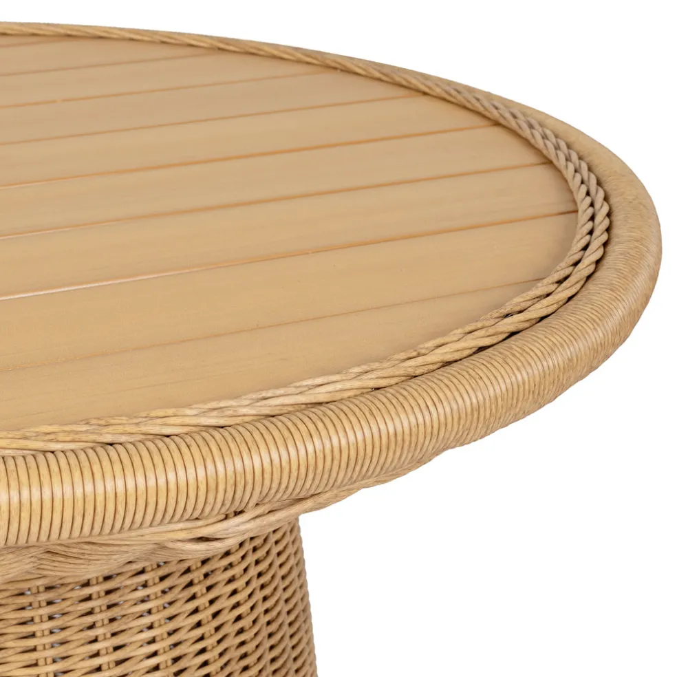 Table basse ronde effet cannage naturel d70cm - Malaya