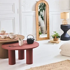 Table basse ronde en fer beige d79xh40cm - Minimal