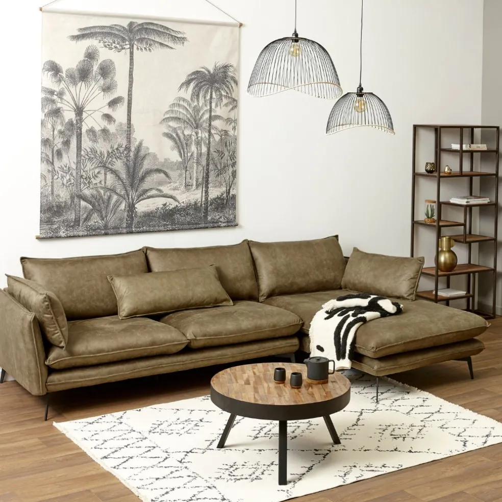 Table basse ronde en teck recyclé et métal d76cm - Wally