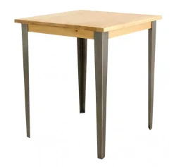 Table de bar carrée en chêne massif et pieds acier 90x90 cm - Manny