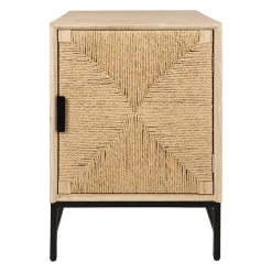 Table de chevet 1 porte en naturel et noir - Kenda