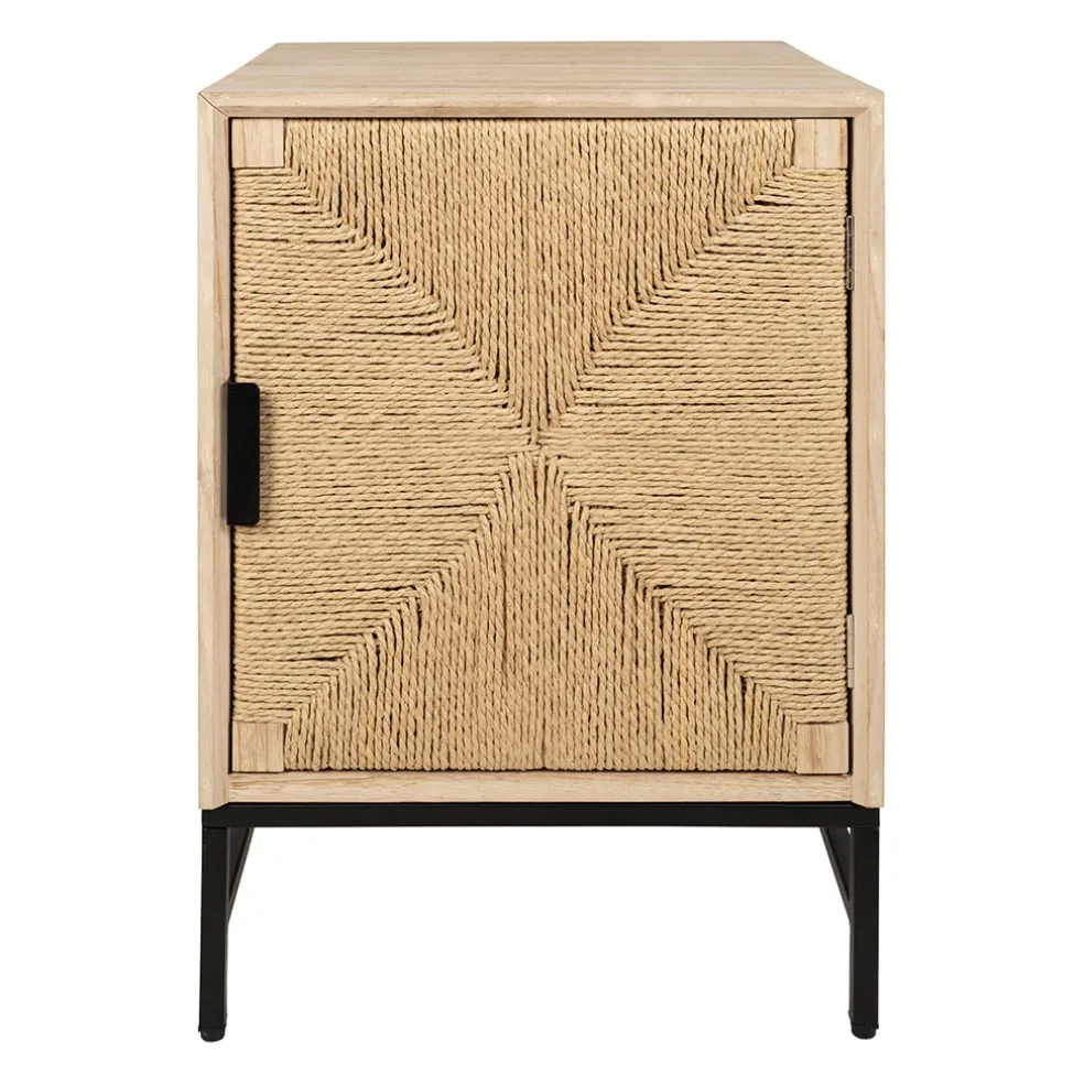 Table de chevet 1 porte en naturel et noir - Kenda