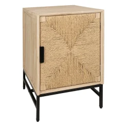 Table de chevet 1 porte en naturel et noir - Kenda