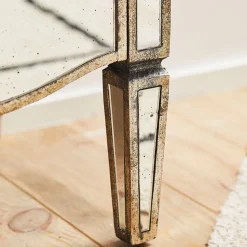 Table de chevet baroque en bois et miroir 2 tiroirs - Bois miroir