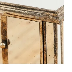 Table de chevet baroque en bois et miroir 2 tiroirs - Bois miroir