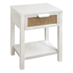 Table de chevet en sapin blanc et naturel 1 tiroir - Adela