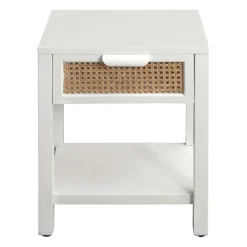 Table de chevet en sapin blanc et naturel 1 tiroir - Adela