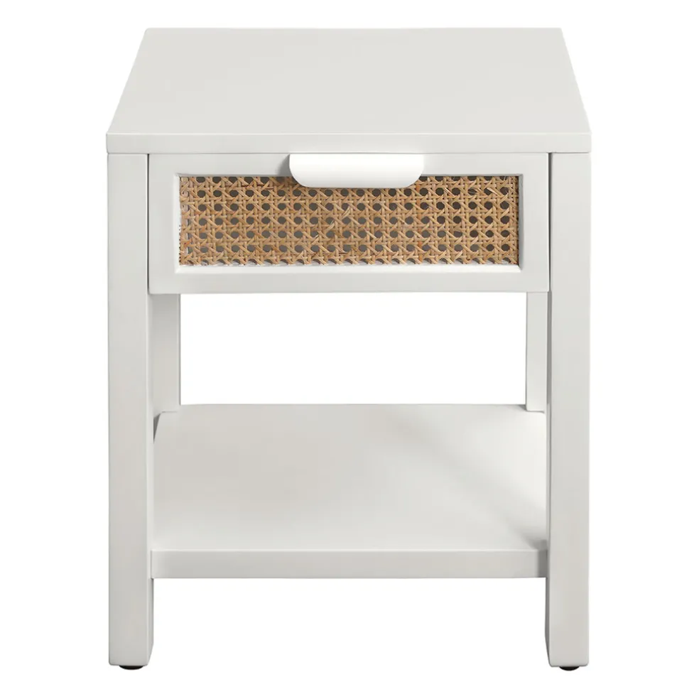 Table de chevet en sapin blanc et naturel 1 tiroir - Adela