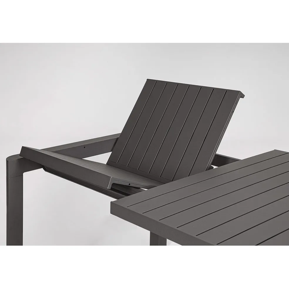 Table de jardin avec allonge en aluminium anthracite 180(+60)x100cm - Kiplin