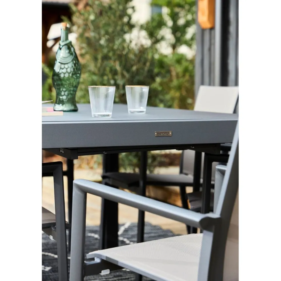 Table de jardin avec allonge en aluminium anthracite 180(+60)x100cm - Kiplin