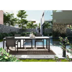 Table de jardin avec allonge en aluminium anthracite 180(+60)x100cm - Kiplin