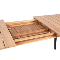 Table de jardin avec rallonge en acacia écru 210-160x80cm - Santo
