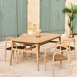 Table de jardin avec rallonge en acacia naturel 180-200x100cm - Cirina