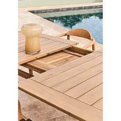 Table de jardin avec rallonge en acacia naturel 180-200x100cm - Cirina