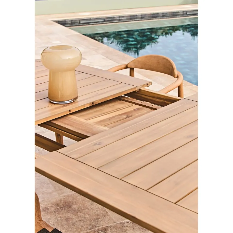 Table de jardin avec rallonge en acacia naturel 180-200x100cm - Cirina