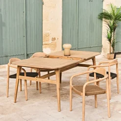 Table de jardin avec rallonge en acacia naturel 180-200x100cm - Cirina