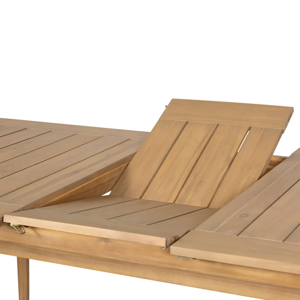 Table de jardin avec rallonge en acacia naturel 180-200x100cm - Cirina