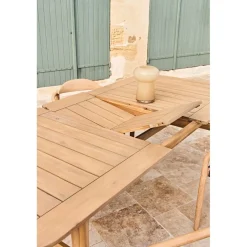 Table de jardin avec rallonge en acacia naturel 180-200x100cm - Cirina