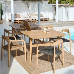 Table de jardin extensible en acacia naturel 180(+40cm)x100cm - Cavalo