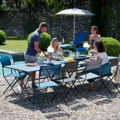 Table de jardin pliante en acier bleu acapulco- Bistro
