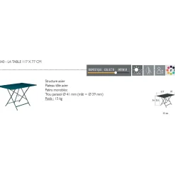 Table de jardin pliante en acier carbone- Bistro