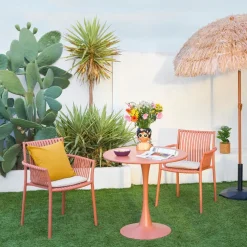 Table de jardin rond en fer terracotta d80cm - Lumi