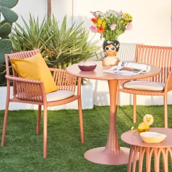 Table de jardin rond en fer terracotta d80cm - Lumi