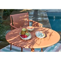 Table de jardin rond en fer terracotta d80cm - Lumi