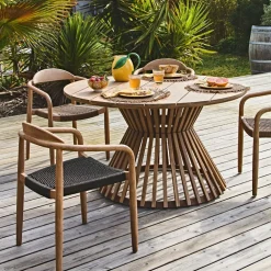 Table de jardin ronde en acacia écru d130cm - Minga