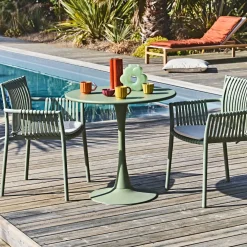 Table de jardin ronde en fer kaki d80cm - Lumi