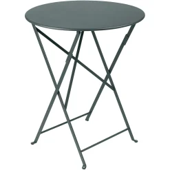 Table de jardin ronde pliante en acier gris orage - Bistro