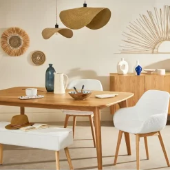 Table de repas avec allonge intégrée en chene naturel 180(+50)x100xh76cm - Sublime