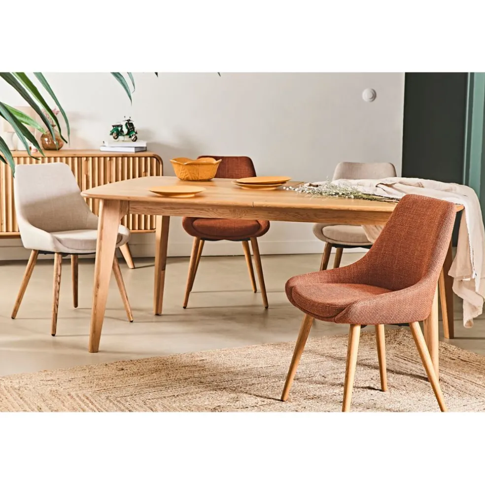 Table de repas avec allonge intégrée en chene naturel 180(+50)x100xh76cm - Sublime