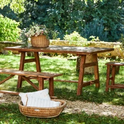Table de salle a manger rectangle en bois recyclé naturel 180x90cm - Campagne