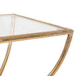 Table d'appoint en fer dorée et verre - Eluminea H60cm