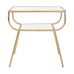 Table d'appoint en fer dorée et verre - Eluminea H52cm