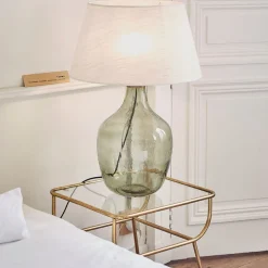 Table d'appoint en fer dorée et verre - Eluminea H52cm