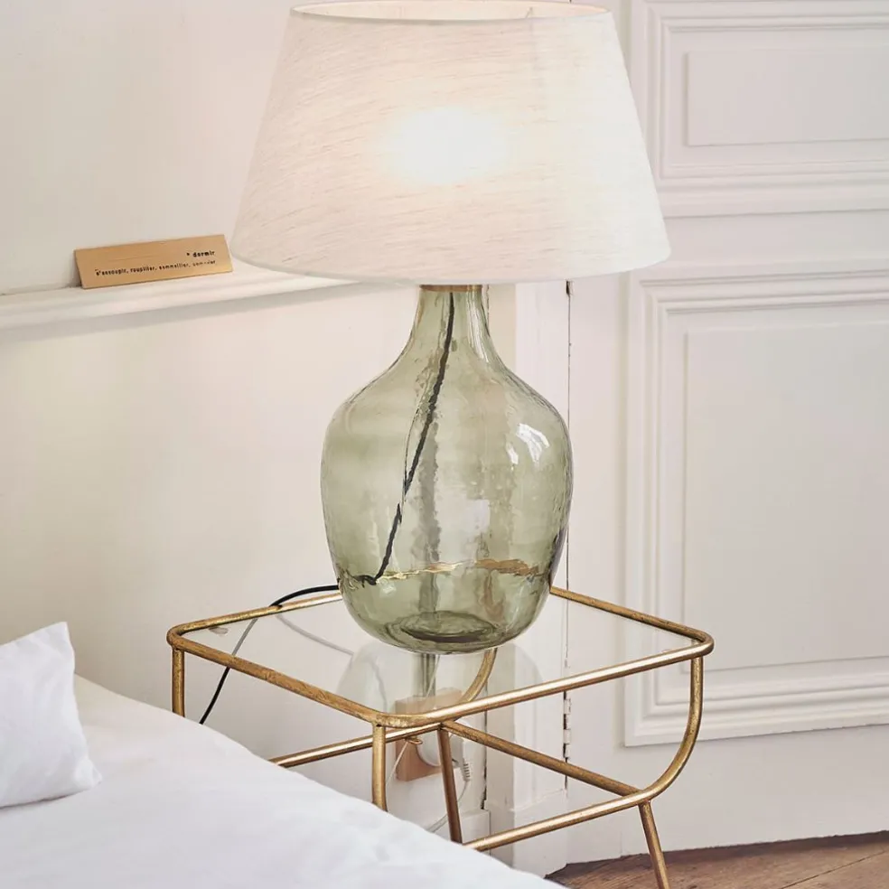 Table d'appoint en fer dorée et verre - Eluminea H52cm