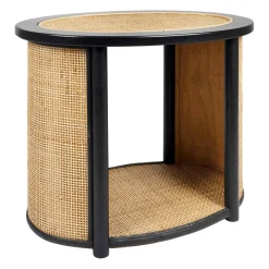 Table d'appoint en rotin et sapin naturel et noir - Balamea