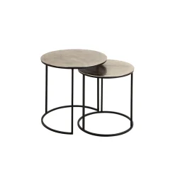 Table d'appoint gigogne (x2) en fer argent - Felia