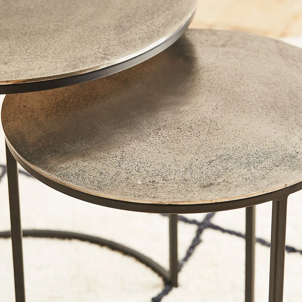 Table d'appoint gigogne (x2) en fer argent - Felia