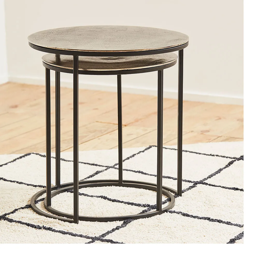 Table d'appoint gigogne (x2) en fer argent - Felia